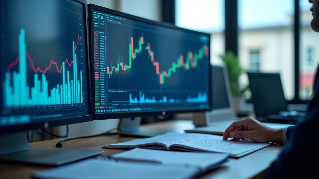 Financial data visualization showing market analysis with graphs and charts representing currency analysis and economic data