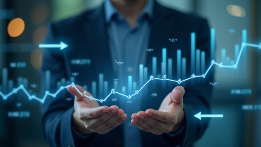 Financial analysis chart showing capital flows with arrows and data visualization representing international money movement and investment trends