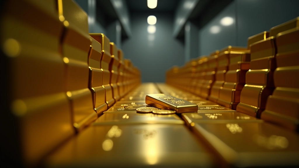 Visual breakdown of Malaysia's foreign reserve composition showing US dollars, gold bullion, and other reserve assets in organized storage facility