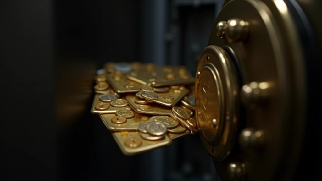 Gold reserve storage vault with stacked bars and official documentation showing Malaysia's foreign exchange reserves and national wealth